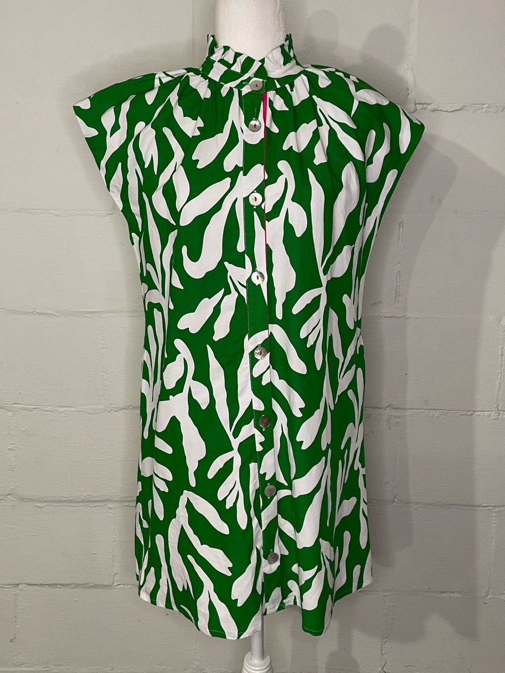 THML Green and White Abstract Print Mini Dress